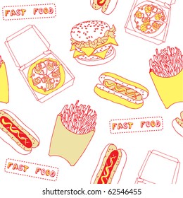 seamless vector illustration with fast food
