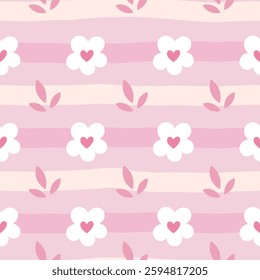 Seamless vector illustration of flower with a mix of botanical elements and soft pink hues, perfect for interior decor, wrapping paper, and nature-inspired designs