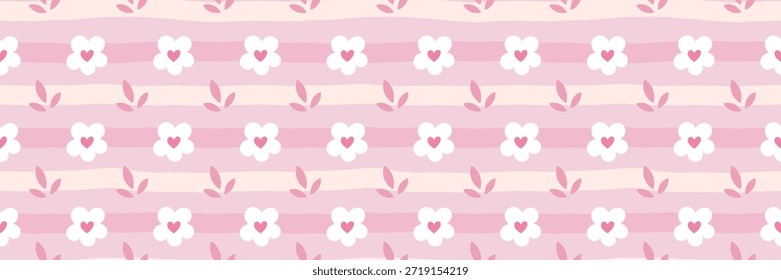 Seamless vector illustration of flower with a mix of botanical elements and soft pink hues, perfect for interior decor, wrapping paper, and nature-inspired designs