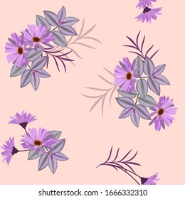 Seamless vector illustration with gerbera flowers on a pink background. For decorating textiles, packaging, wallpaper.