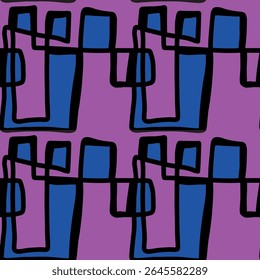 Seamless vector illustration of gift boxes in rose and violet colors, ideal for children’s party or wrapping paper design