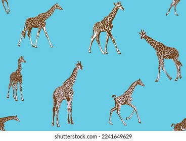 Seamless vector illustration of a giraffe on isolated background. For the giraffe pattern.