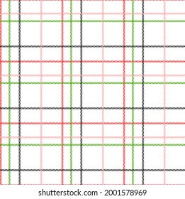 Seamless vector illustration of green, orange, red and black vertical and horizontal lines on white background, Christmas concept.