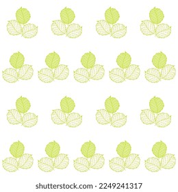 Ilustración vectorial sin foco con patrón vegetación verde-blanca, hoja de contorno. Plantilla de diseño de elementos naturales personalizados.
