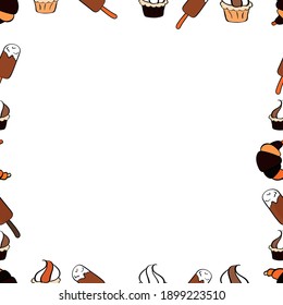 Seamless. Vector illustration. Hand drawn vector border frame doodles.