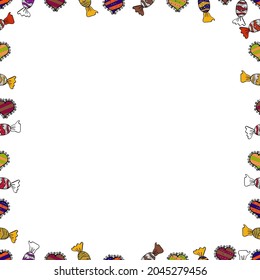Seamless. Vector illustration. Hand drawn vector border frame doodles.