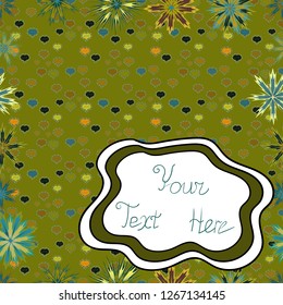 Seamless. Vector illustration. Hand written style. Spring lettering write set. Calligraphy postcard or poster graphic design typography element. Pictures on brown, white and green colors.