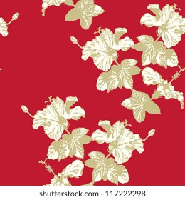 Seamless vector illustration with hibiscus