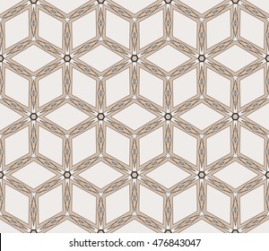Seamless vector illustration with illusion cube. For the design, printing, wallpaper. beige color color