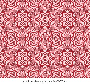 Seamless vector illustration with the image of abstract flowers. For the design of greeting cards backgrounds, interior design, textile industry. Pink color