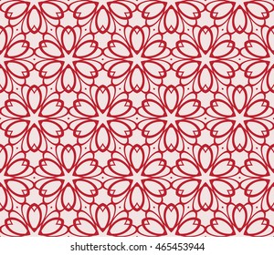 Seamless vector illustration with the image of abstract flowers. For the design of greeting cards backgrounds, interior design, textile industry. Pink color