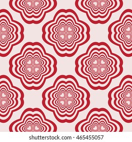 Seamless vector illustration with the image of abstract flowers. For the design of greeting cards backgrounds, interior design, textile industry. Pink color