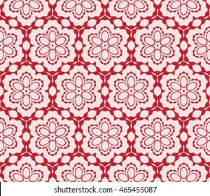 Seamless vector illustration with the image of abstract flowers. For the design of greeting cards backgrounds, interior design, textile industry. Pink color