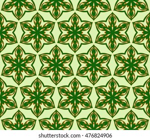 Seamless vector illustration with the image of abstract flowers. For the design of greeting cards backgrounds, interior design, textile industry. green color