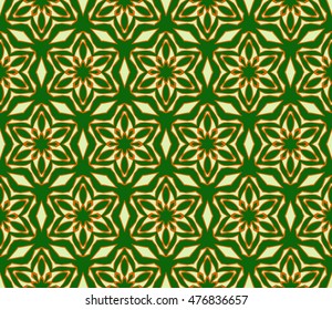 Seamless vector illustration with the image of abstract flowers. For the design of greeting cards backgrounds, interior design, textile industry. green color