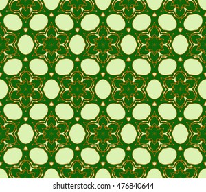 Seamless vector illustration with the image of abstract flowers. For the design of greeting cards backgrounds, interior design, textile industry. green color