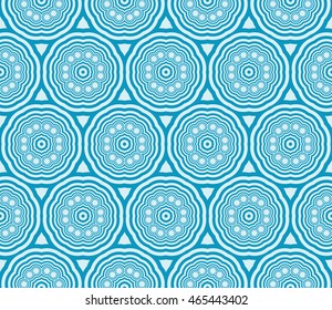 Seamless vector illustration with the image of concentric circles. For the design, printing. Blue.
