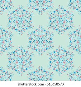 Seamless vector illustration with lace ornament. Decor for your design. Round pattern, 
circle background with many details.