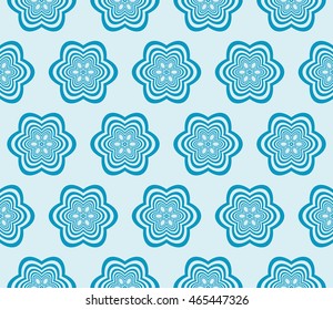 Seamless vector illustration of a light floral design made in the form of abstract geometric patterns. For the design, printing, greeting cards. Blue.
