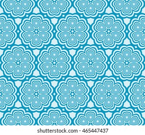 Seamless vector illustration of a light floral design made in the form of abstract geometric patterns. For the design, printing, greeting cards. Blue.
