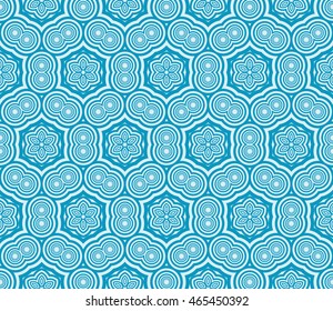 Seamless vector illustration of a light floral design made in the form of abstract geometric patterns. For the design, printing, greeting cards. Blue.