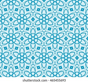 Seamless vector illustration of a light floral design made in the form of abstract geometric patterns. For the design, printing, greeting cards. Blue.