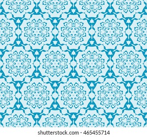 Seamless vector illustration of a light floral design made in the form of abstract geometric patterns. For the design, printing, greeting cards. Blue.