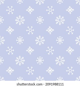 Seamless vector illustration in light shades with snowflakes.