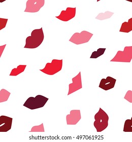 Seamless vector illustration with lips. Kissing background pattern