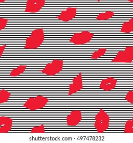 Seamless vector illustration with lips. Kissing background pattern