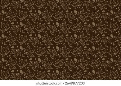 Seamless vector illustration of maple leaves in an autumn theme. The pattern features intricate leaf designs in a harmonious brown palette, perfect for seasonal designs and backgrounds.