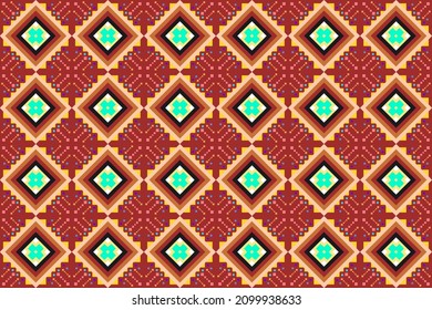 Seamless vector illustration of modern fabric pattern with geometric shapes.