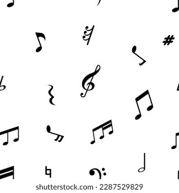 Ilustración vectorial de notas musicales sobre fondo blanco.