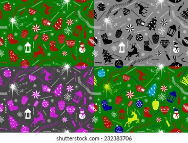 Seamless vector illustration on Christmas theme  with greetings "Merry Christmas" in different languages