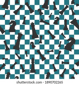 Seamless vector illustration on the theme of chess. Chessmen.