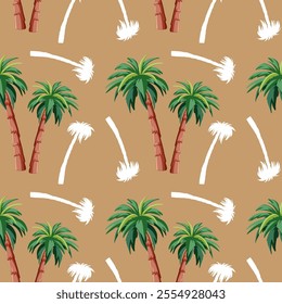 Seamless vector illustration of palm trees