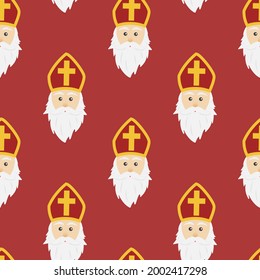 Seamless vector illustration pattern of Dutch holiday Sinterklaas holidays. Background for Saint Nicholas day wrapping paper concept