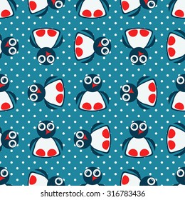 Seamless vector illustration with penguins