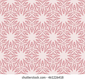 Seamless vector illustration in pink tones with the image of abstract flowers. For the design of greeting cards backgrounds, interior design, textile industry.