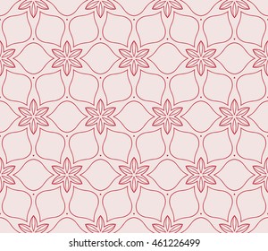Seamless vector illustration in pink tones with the image of abstract flowers. For the design of greeting cards backgrounds, interior design, textile industry.