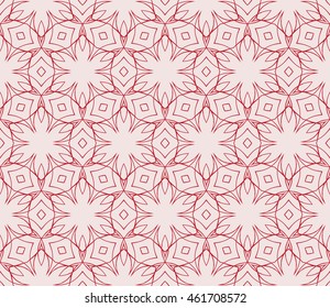 Seamless vector illustration in pink tones with the image of abstract flowers. For the design of greeting cards backgrounds, interior design, textile industry.