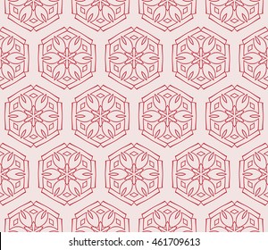 Seamless vector illustration in pink tones with the image of abstract flowers. For the design of greeting cards backgrounds, interior design, textile industry.