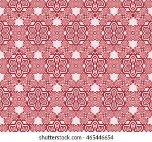 Seamless vector illustration in pink tones with the image of abstract flowers. For the design of greeting cards backgrounds, interior design, textile industry.