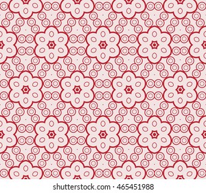 Seamless vector illustration in pink tones with the image of abstract flowers. For the design of greeting cards backgrounds, interior design, textile industry.
