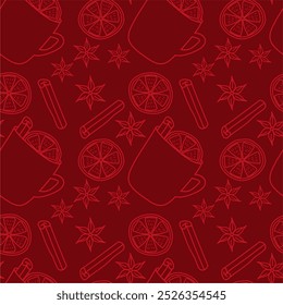 Impressão de ilustração de vetor sem costura com ingredientes para fazer vinho mulled férias outono inverno humor papel de parede fundo de Natal 