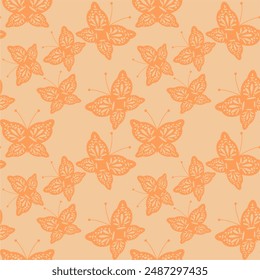 Seamless vector illustration print pattern background wallpaper with butterflies summer spring for textile, paper, pack etc 