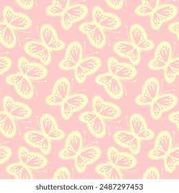 Seamless vector illustration print pattern background wallpaper with butterflies summer spring for textile, paper, pack etc 