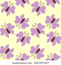 Seamless vector illustration print pattern background wallpaper with butterflies summer spring for textile, paper, pack etc 