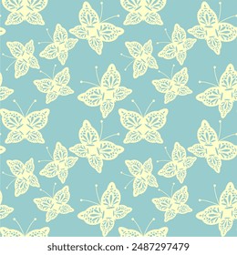 Seamless vector illustration print pattern background wallpaper with butterflies summer spring for textile, paper, pack etc 