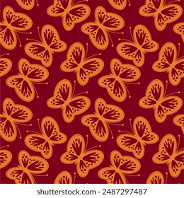 Seamless vector illustration print pattern background wallpaper with butterflies summer spring for textile, paper, pack etc 